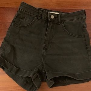 Black denim shorts